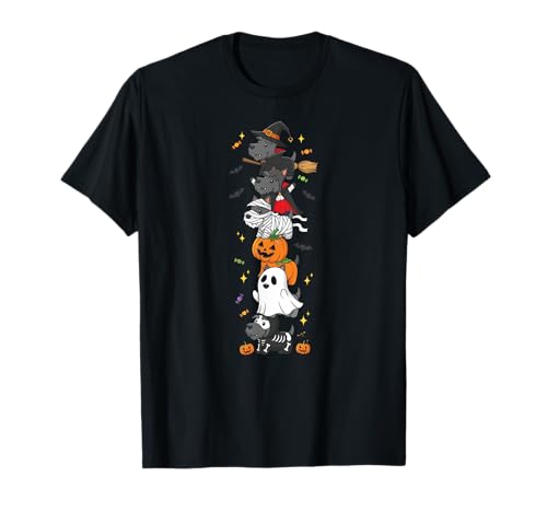 Scottish Terrier Hexe Vampir Geist Halloween Herren Damen T-Shirt von Scottish Terrier Halloween Skeleton Mummy Outfits