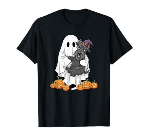 Lustiger Ghost Scottish Terrier Kürbis Halloween Herren Damen T-Shirt von Scottish Terrier Lovers Halloween Outfits Boy Girl