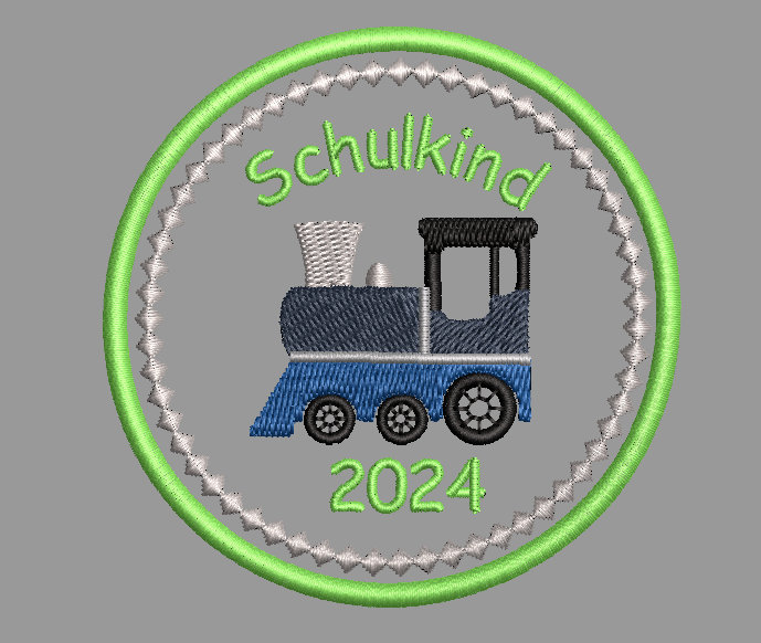 Zug. Individuell Gestickter Button Für Die Schultüte Oder Büchertasche Zug. Individuell Gestickter Button Für Die Schultüte Oder Büchertasche von Scottonmade