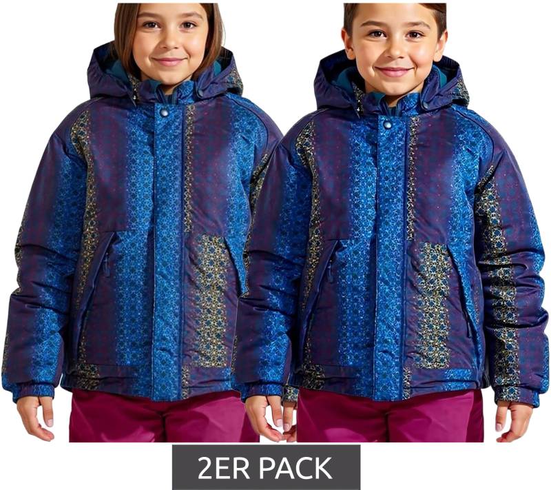 2er Sparpack Scout Schnee-Jacke SNOWY Kinder Winter-Jacke Jungen und Mädchen Funktions-Jacke mit Kapuze 6190 3006 Blau/Bunt von Scout