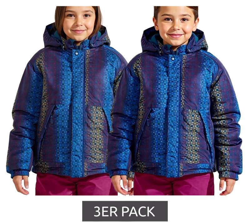 3er Pack Scout Schnee-Jacke SNOWY Kinder Winter-Jacke Jungen und Mädchen Funktions-Jacke mit Kapuze 6190 3006 Blau/Bunt von Scout
