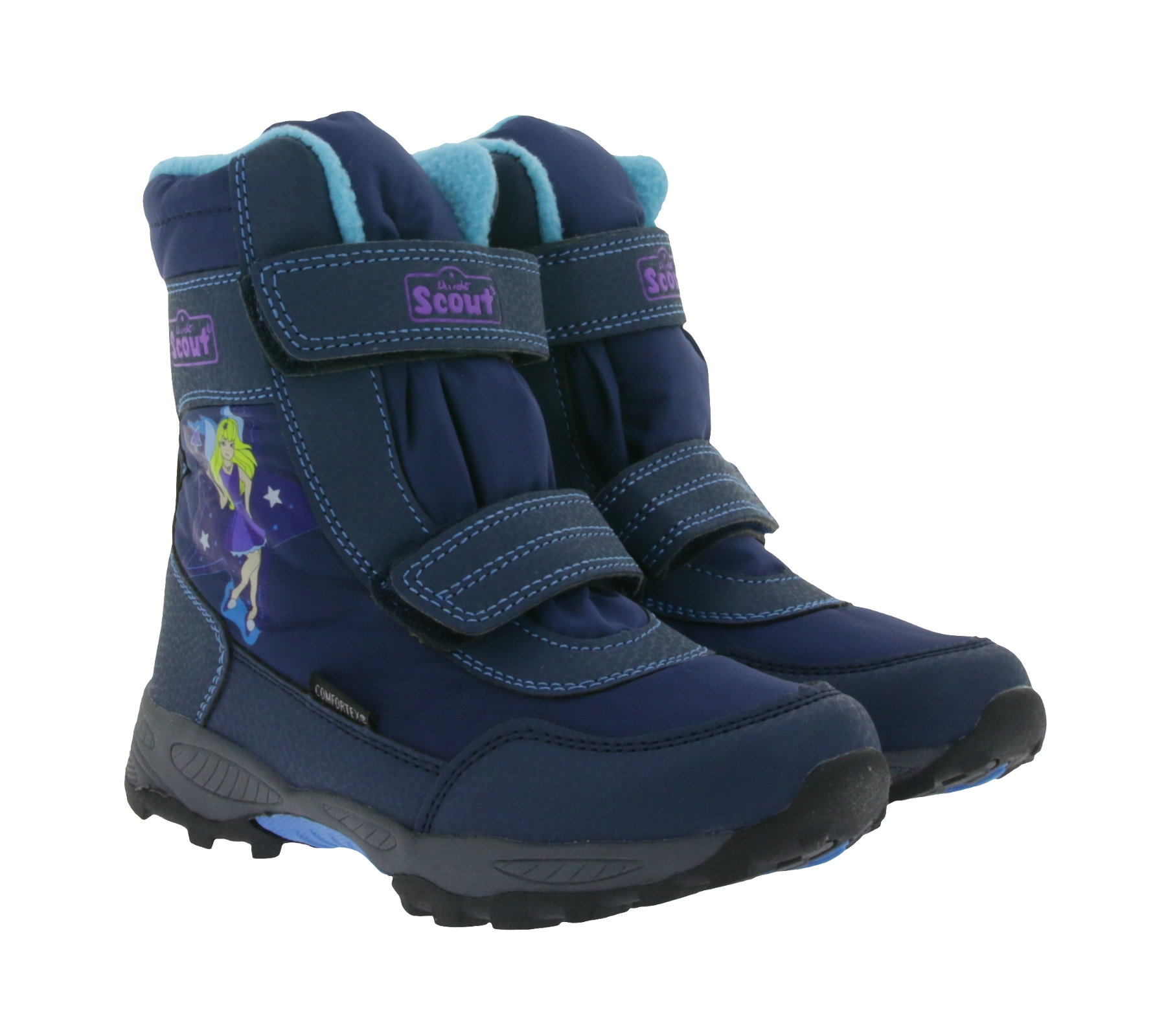 Scout JARVEN Kinder Winter-Schuhe robuste Boots mit Cinderella Charakter-Print 37077933 Blau von Scout