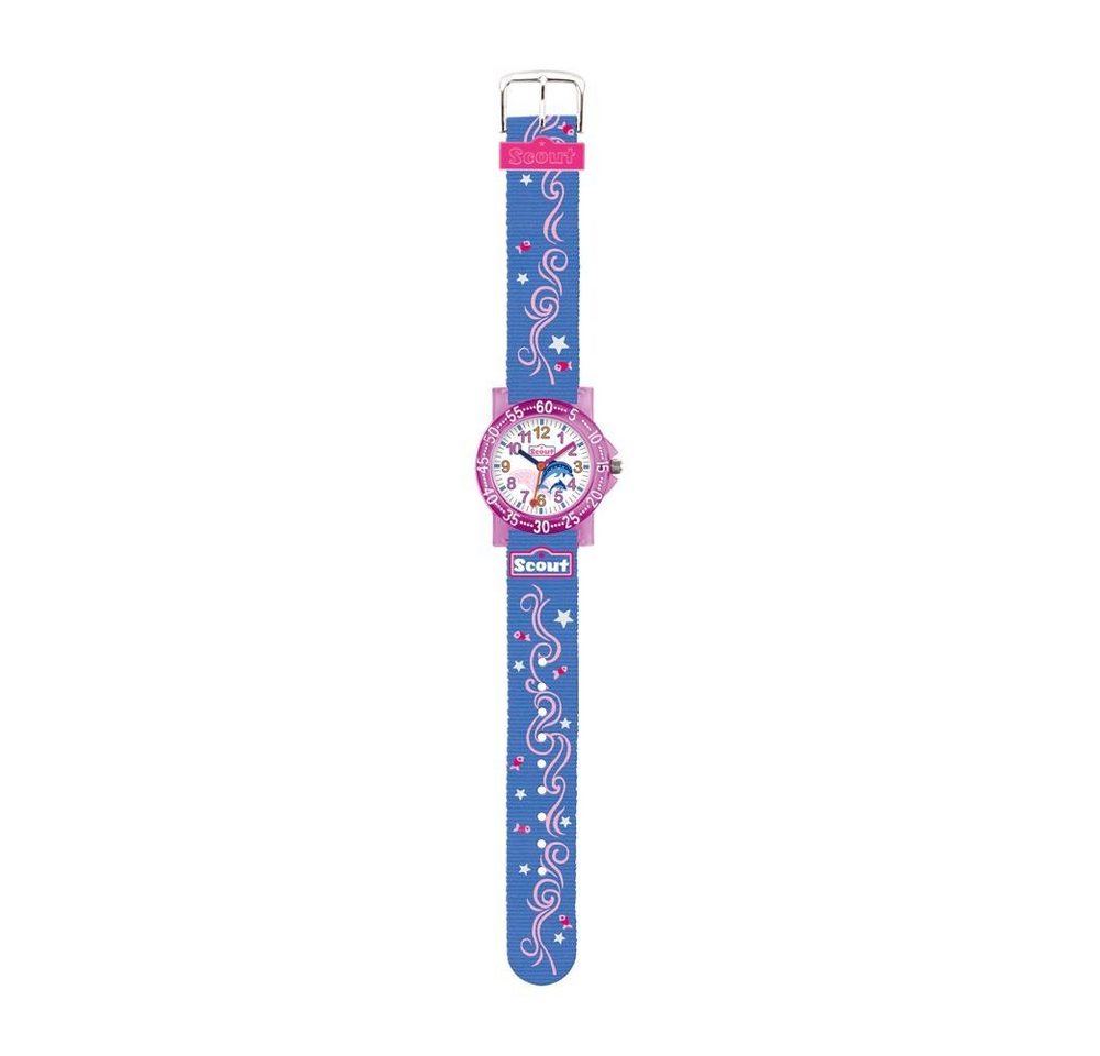 Scout Quarzuhr Scout Mädchenuhr Delfin mit Textilarmband, blau, pink von Scout