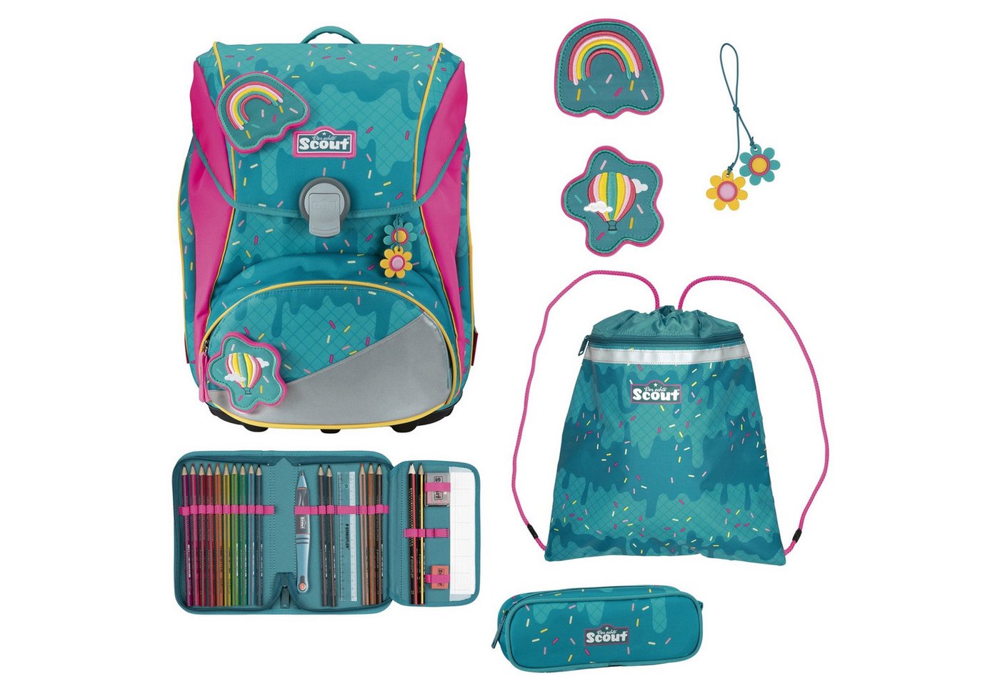 Scout Schulranzen Alpha DIN - Schulranzen Set 4 tlg. (Happy Confetti) von Scout