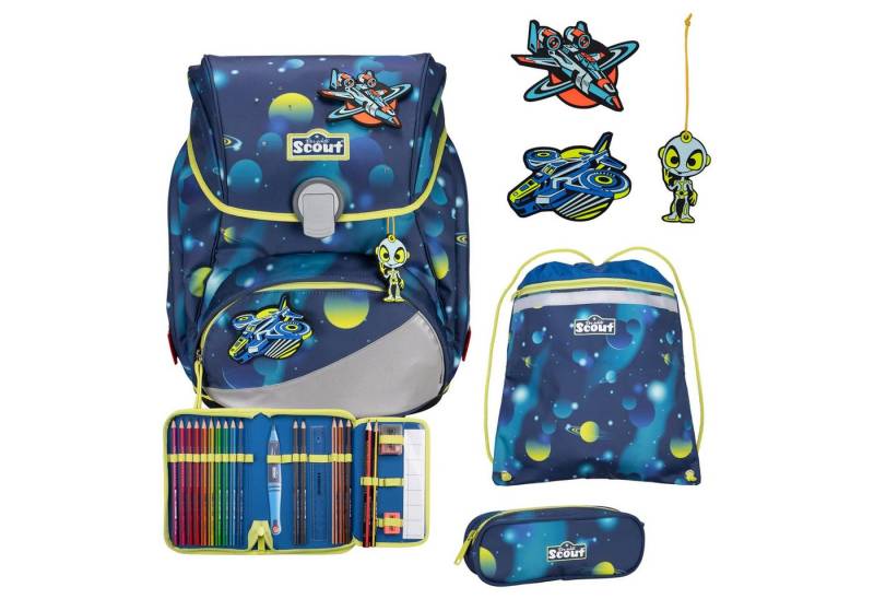 Scout Schulranzen Alpha Exklusiv LED - Schulranzen Set 4tlg. (Planes) von Scout