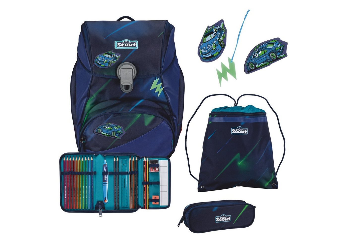 Scout Schulranzen Alpha Exklusiv Superflash - Schulranzen Set 4tlg. (1-tlg) von Scout