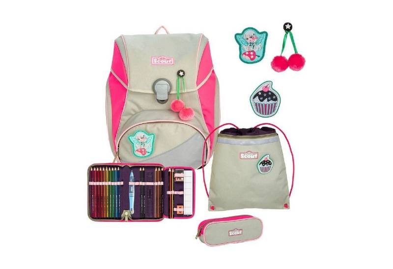 Scout Schulranzen Alpha Schulranzen-Set 4-tlg. DIN Pink Cherry 2023 von Scout