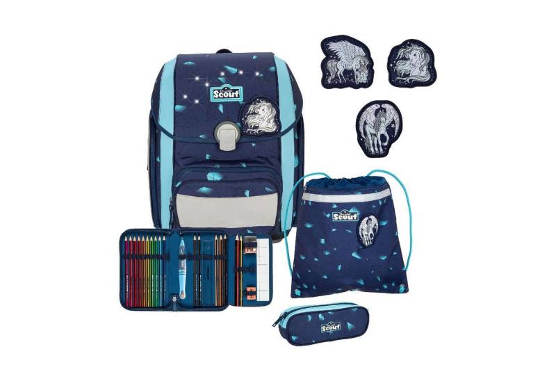 Scout Schulranzen Genius Schulranzen-Set 4-tlg. Exklusiv LED Pegasus 2023 von Scout