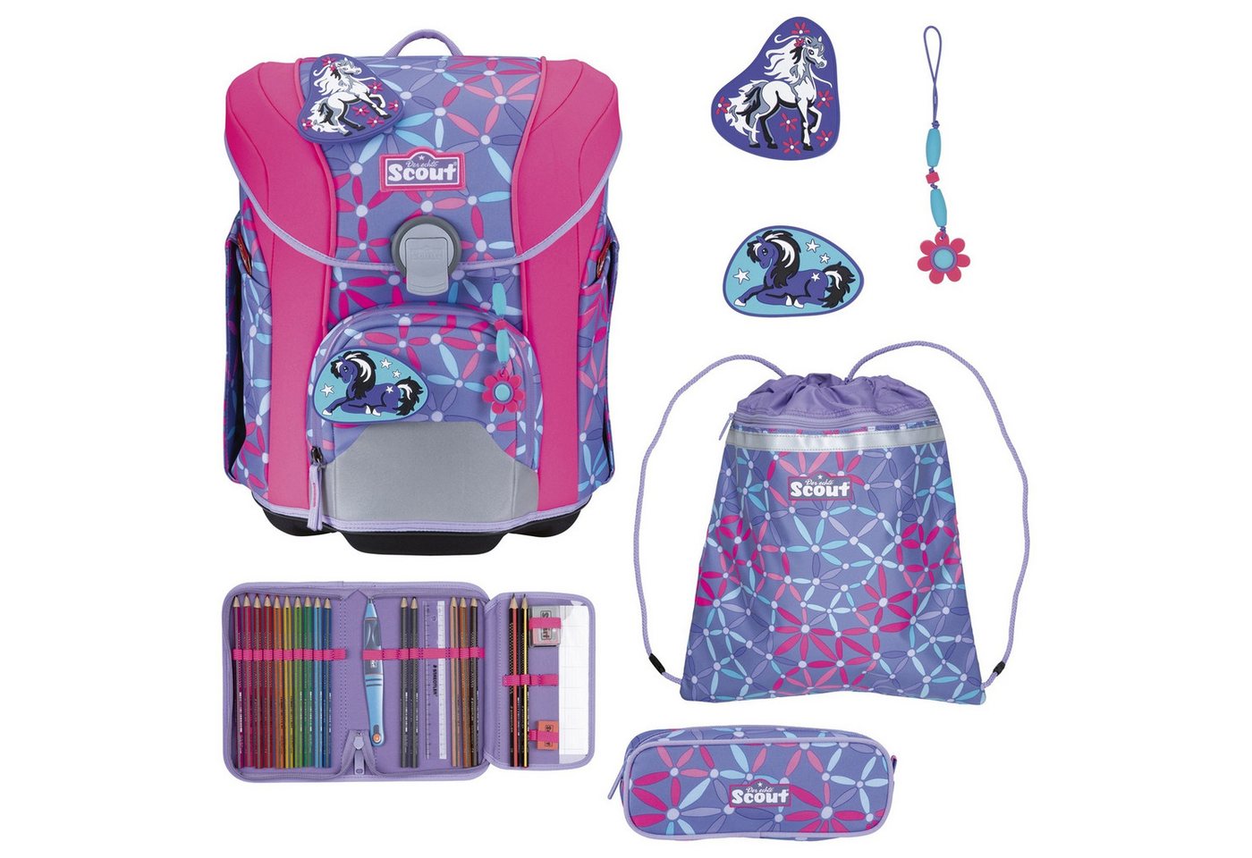 Scout Schulranzen Micro - Schulranzen Set 4 tlg. (Pony Love) von Scout