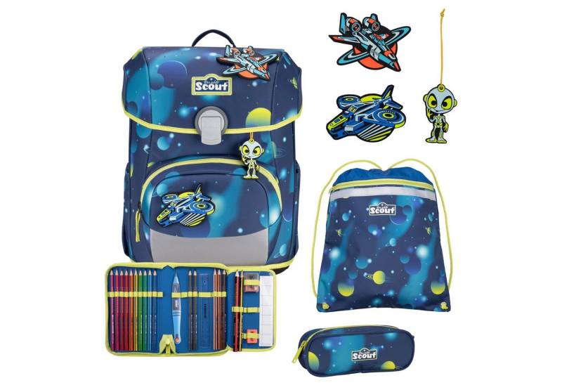 Scout Schulranzen Neo Exklusiv LED - Schulranzen Set 4tlg. (Planets) von Scout