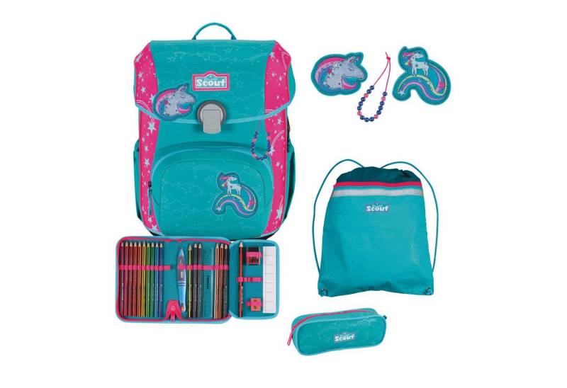 Scout Schulrucksack Scout Neo Schulranzen-Set 4 teilig Exklusiv Superflash Extreme Unicorn von Scout