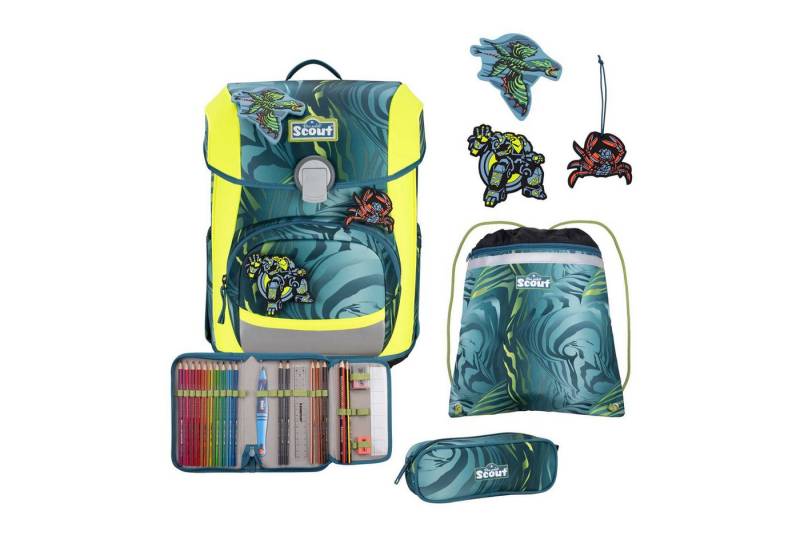 Scout Schulrucksack Scout Neo Schulranzenset DIN 4 teilig Action von Scout
