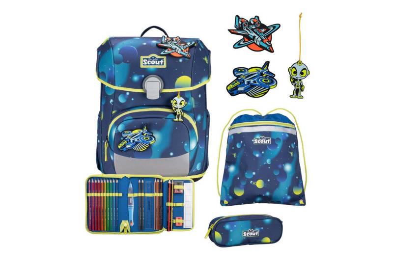 Scout Schulrucksack Scout Neo Schulranzenset LED 4 teilig Planets von Scout