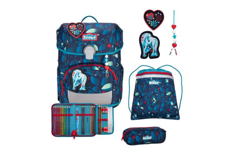 Scout Schulrucksack Scout Neo Schulranzenset LED 4 teilig White Unicorn von Scout