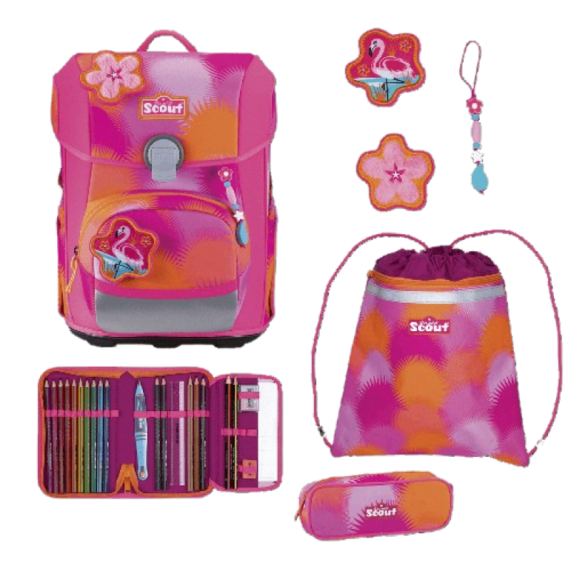 Scout - Scout Neo Florida Sunset Schulranzenset DIN 58124 4tlg.1150g 21,5l Pink von Scout