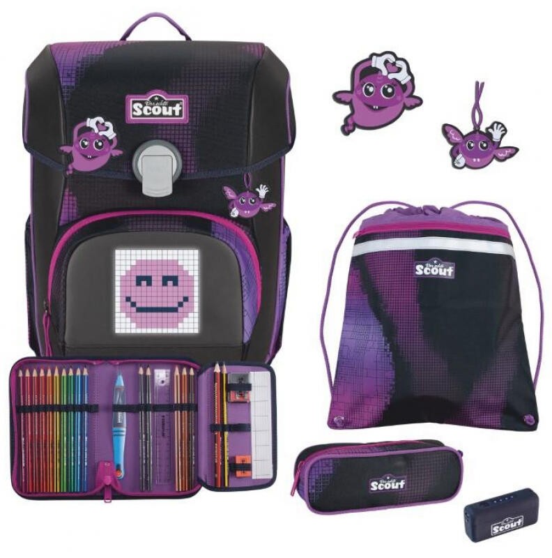 Scout - Scout Neo Movie Star Exklusiv Schulranzenset 5tlg. mit LED Display Pink Pixel Pink von Scout
