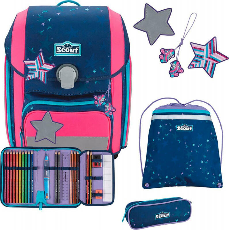 Scout - Scout Neo Set Schulranzenset 4tlg. 1250g 21.5l Pretty Star Blau von Scout