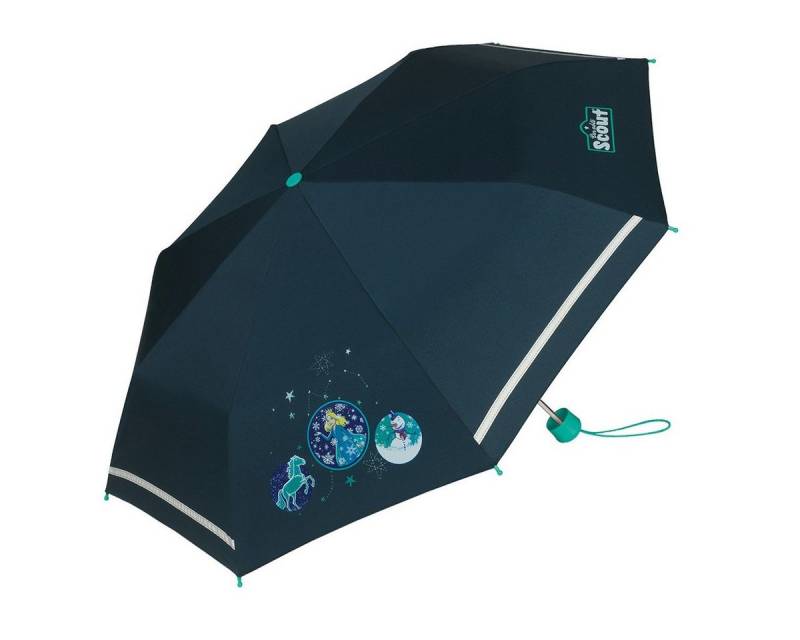 Scout Taschenregenschirm Kinder-Taschenregenschirm mit Reflektorstreifen Sternenhimmel, leicht von Scout