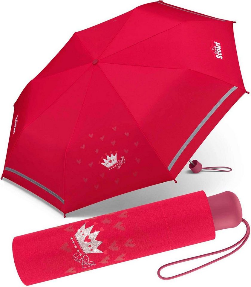 Scout Taschenregenschirm Mini Kinderschirm Basic reflektierend bedruckt, leicht von Scout