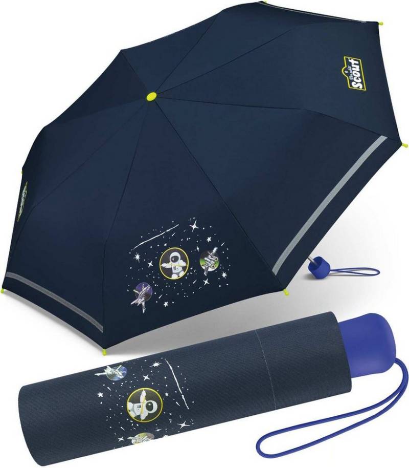 Scout Taschenregenschirm Space - Mini Kinderschirm, leicht, reflektierend und bedruckt von Scout
