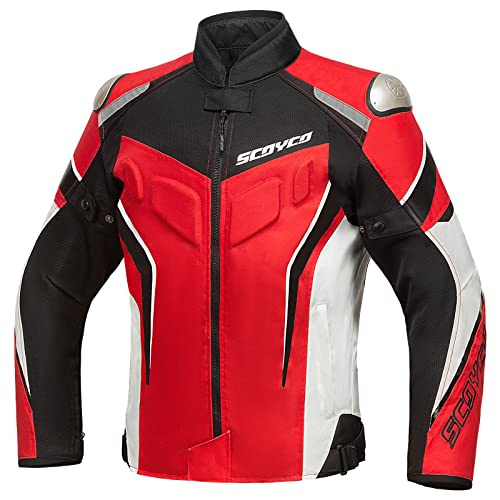 Scoyco Mesh Motorradjacke Motorrad Biker Reiten CE gepanzert Verschleißfeste Jacke Atmungsaktive Schutzausrüstung für Herren 4 Jahreszeiten von Scoyco