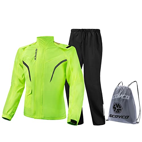 Scoyco Motorrad-Regen-Anzug Reflektierende Arbeits-Regen-Jacke und Hose Herren Damen Alle Sport Bauernhof Fischen Motorradfahren von Scoyco