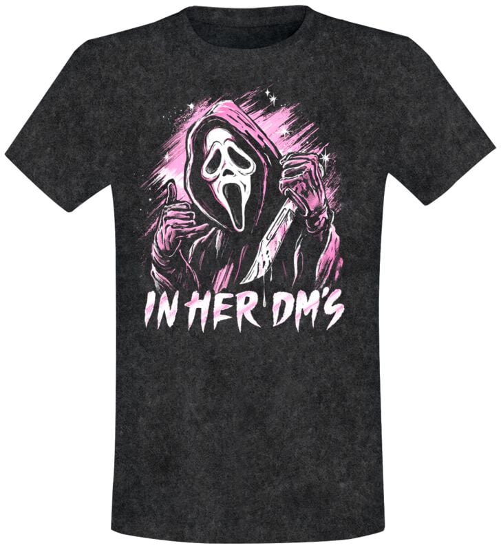 Scream (Film) T-Shirt - Ghostface - In Her Dm's - S bis XL - für Männer - Größe L - schwarz  - Lizenzierter Fanartikel von Scream (Film)