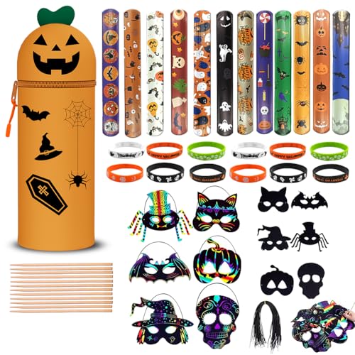 Scribbelfein Kawaii - 2-in-1 Schulmäppchen aus weichem Silikon Set, Halloween-Thema, Geschenkset für Süßes und Saures für Kinder Klassenzimmer, Geschenk, Süßes oder Saures Goodie Bag Filler von Scribbelfein