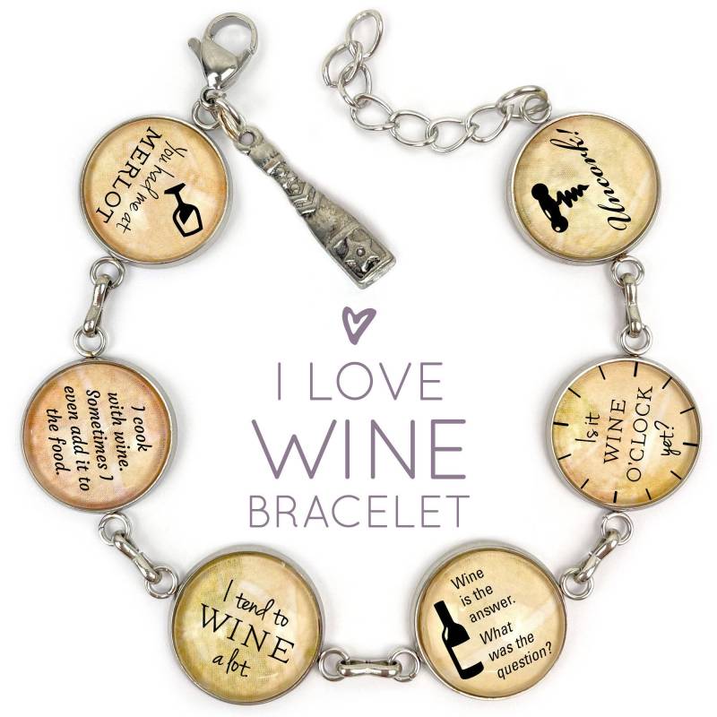 I Love Of Wine - Glas Charm Edelstahl Armband Mit Weinflasche 21, 5-21 cm I Love Of Wine - Glas Charm Edelstahl Armband Mit Weinflasche 21, 5-21 cm von ScriptCharms