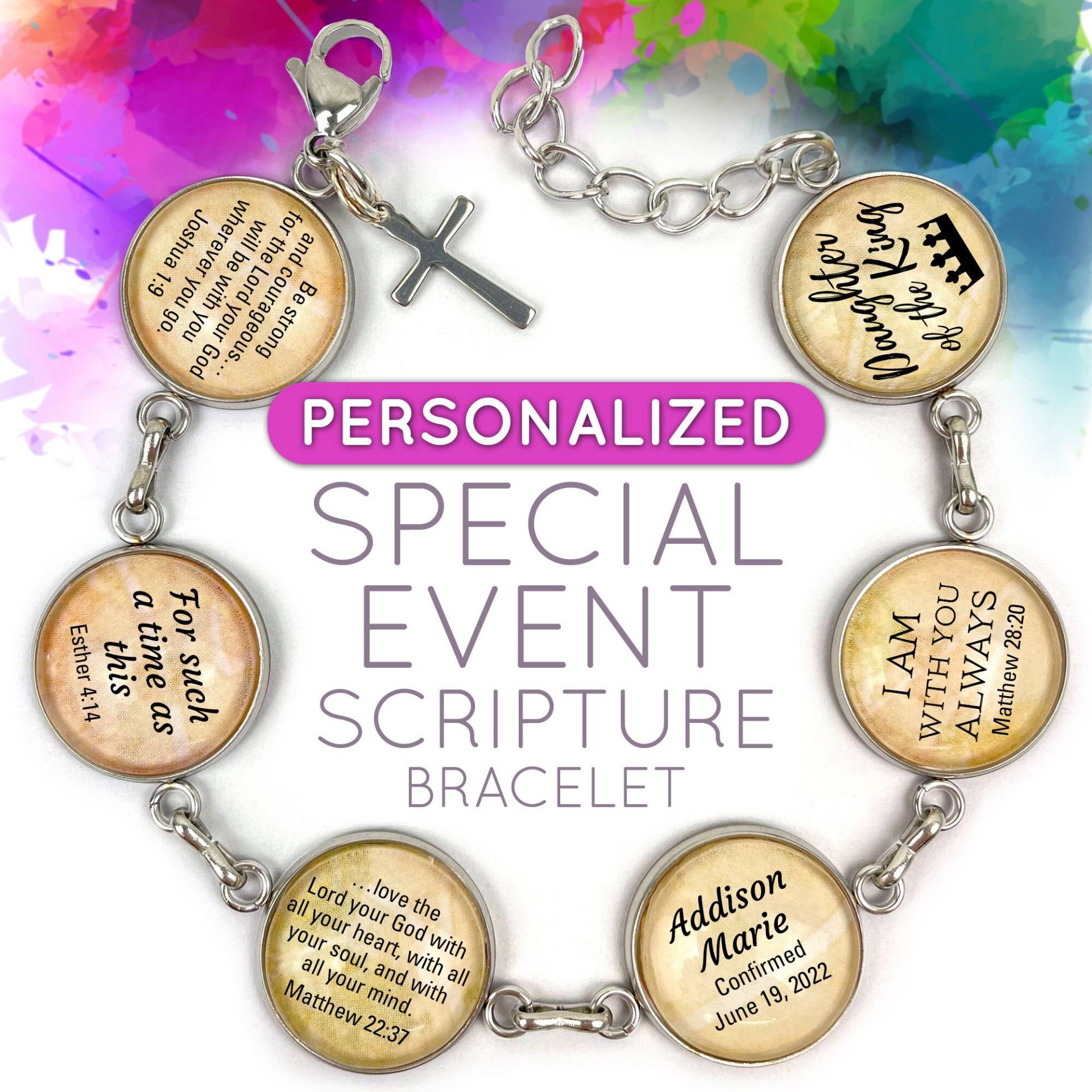Personalisiertes Armband Für Besondere Anlässe - Abschlussfeier, Konfirmation, Taufe, Religiöses Ereignis Christliches Aus Edelstahl Personalisiertes Armband Für Besondere Anlässe - Abschlussfeier, Konfirmation, Taufe, Religiöses Ereignis Christliches Aus Edelstahl von ScriptCharms