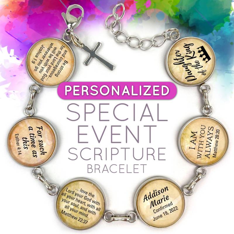 Personalisiertes Armband Für Besondere Anlässe - Abschlussfeier, Konfirmation, Taufe, Religiöses Ereignis Christliches Aus Edelstahl von ScriptCharms