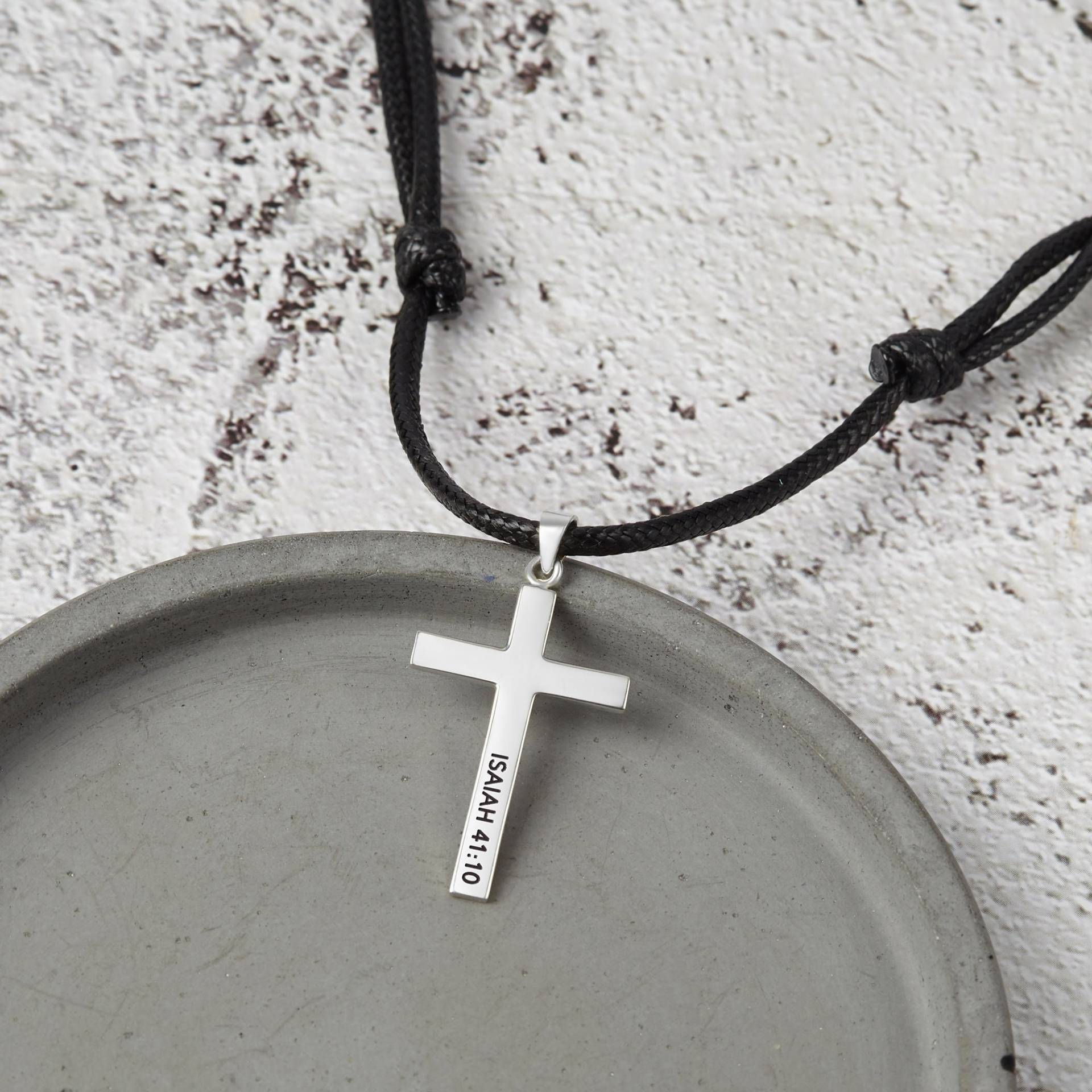 Personalisierte Männer Kreuz Halskette, Personalisierte Bibel Vers Religiöse Anhänger Charm, Christliches Geschenk Für Ihn von ScriptLeather