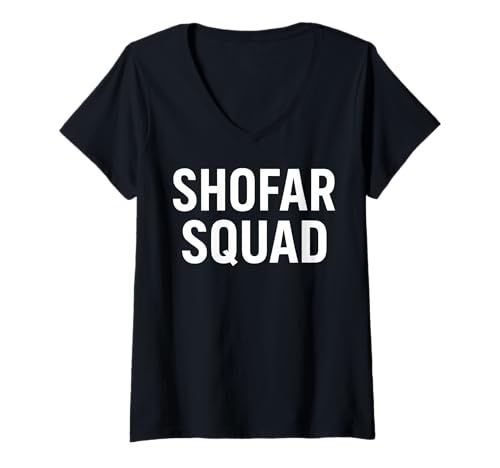 Damen Shofar Squad Yom Teruah Trompetenfest Design T-Shirt mit V-Ausschnitt von Scriptural Studio Fall Feast Wear