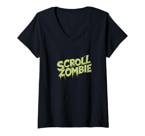 Damen Scroll-Zombie-Rede T-Shirt mit V-Ausschnitt Damen Scroll-Zombie-Rede T-Shirt mit V-Ausschnitt von Scroll Zombie Outfit