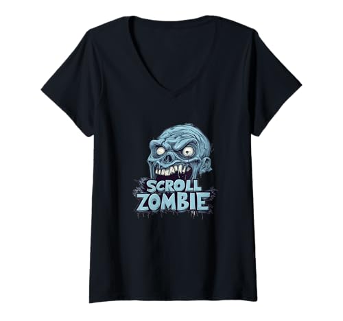 Damen Tolles Zombie-Outfit für Scroll-Liebhaber T-Shirt mit V-Ausschnitt von Scroll Zombie Outfit