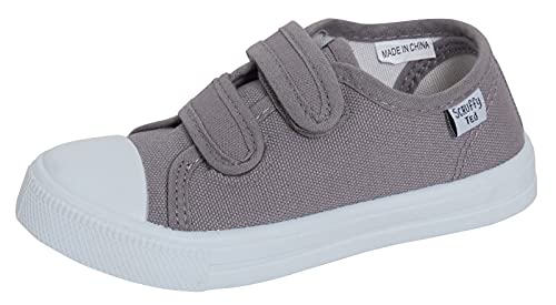 ScruffyTed Kinderschuhe aus Leinwand, Jungen-Trainer, Mädchenschuhe, Unisex, leicht zu schließende Plimsolls, Freizeitschuhe, Grau, EU25 von ScruffyTed