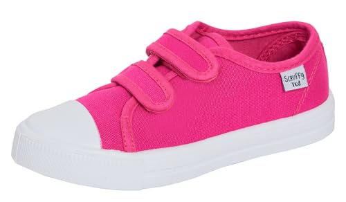 Kinderschuhe aus Segeltuch für Jungen, Turnschuhe, Mädchen, Pumps, Unisex, einfach zu befestigen, Freizeitschuhe, fuchsia pink, 27 EU von ScruffyTed