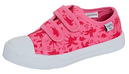 Mädchen Einhorn Canvas Kinderschuhe Mädchen Rosa Turnschuhe Leicht zu befestigen Casual Pumps Turnschuhe mit Stoßfänger Zehen, rose, 23 EU von ScruffyTed