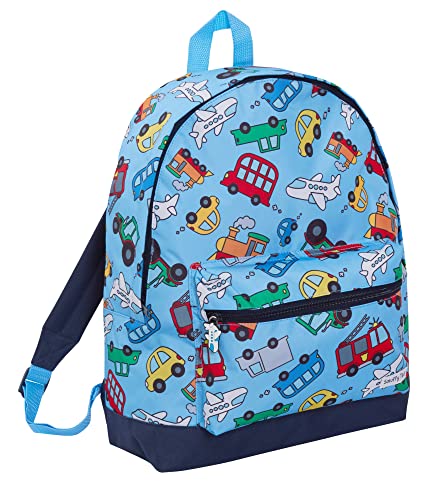 ScruffyTed Fahrzeuge, Jungen-Rucksack für Kinder, große Kapazität, Reiserucksack, Autos, Züge, Kindergarten, Schultasche, blau, Einheitsgröße von ScruffyTed