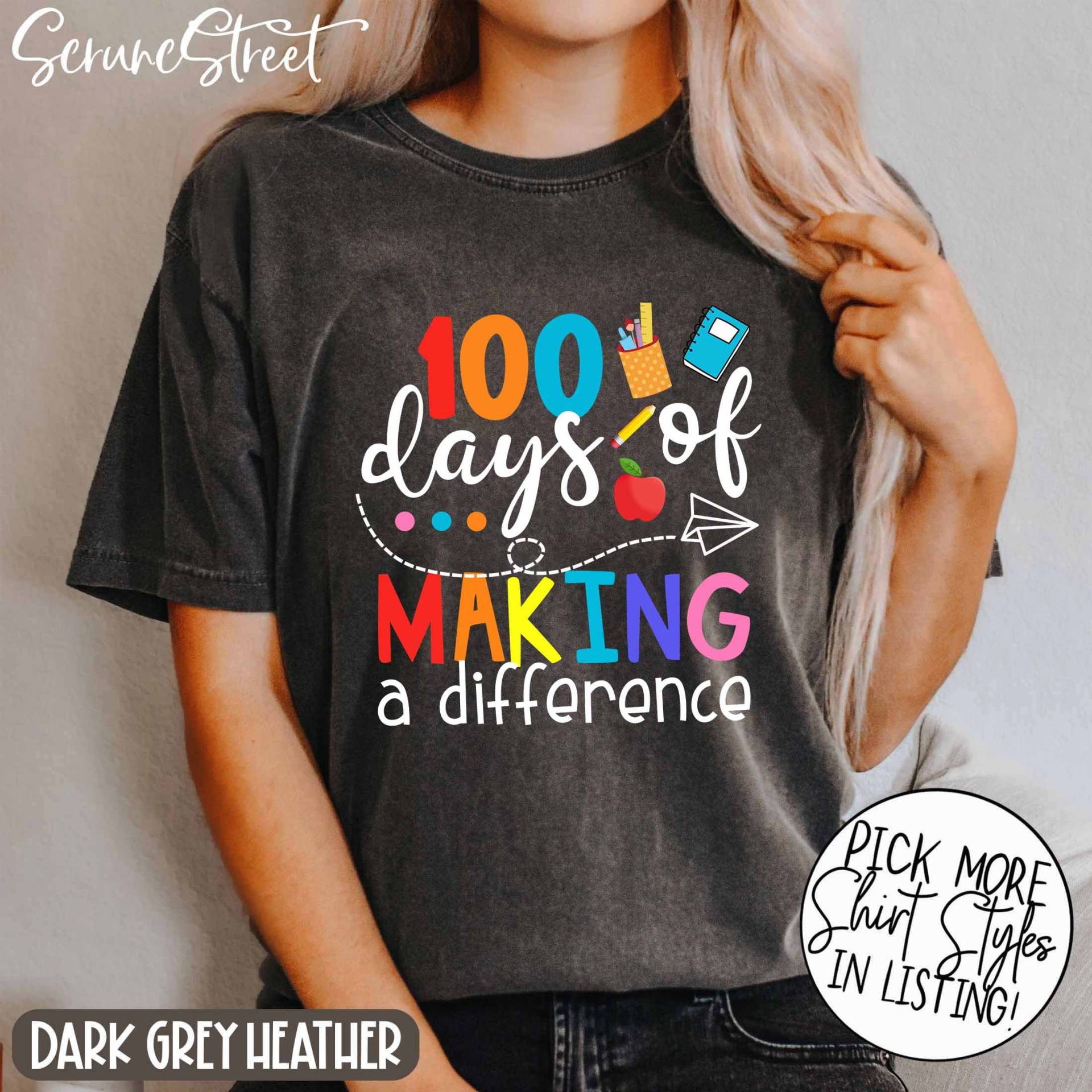 100 Days Of Making A Diffect T-Shirt, Lustiges Lehrer 100. Tag Der Schule Shirt, Gruppenlehrer Shirts, Geschenke, Geschenke Für von ScruncStreet