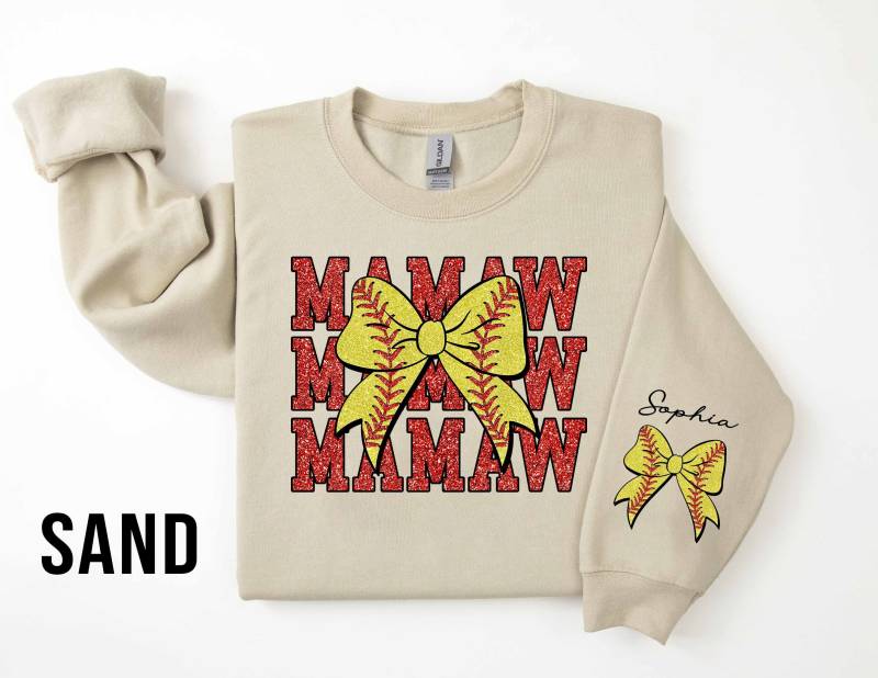 Benutzerdefinierte Softball Mamaw Shirt, Coquette Bogen Spieltag Mutter Tages Shirt von ScruncStreet