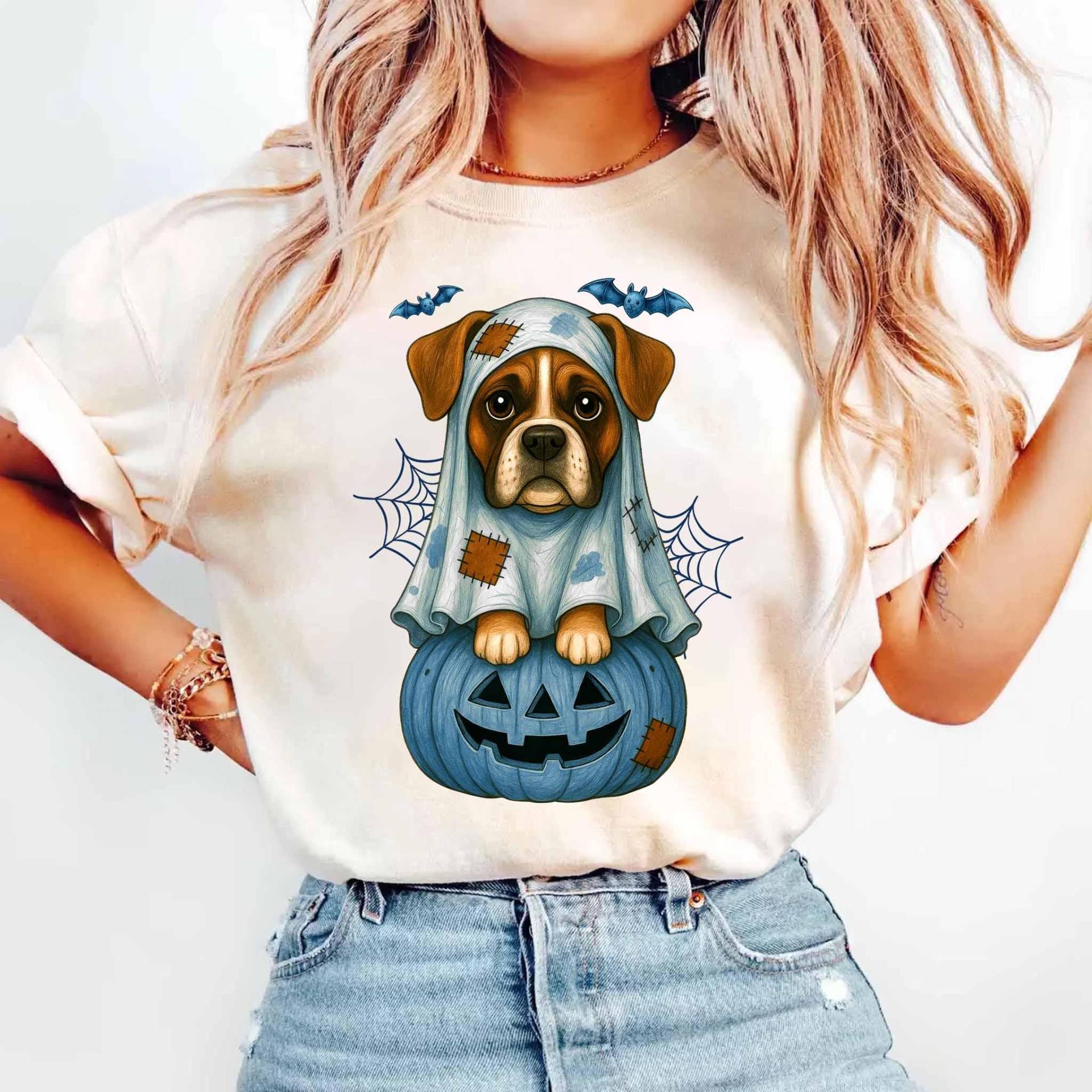 Boxer-Halloween-Shirt, Gruseliges Boxer-Hundehemd, Halloween-Geist-Hundehemd, Gruselige Saison-Hemd, Hundehalloween-Hemd, Boxer-Liebhaber-Hemd von ScruncStreet