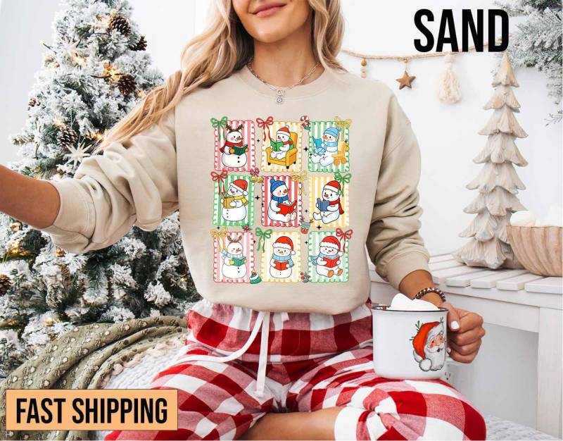 Buch-Liebhaber-Weihnachts-Sweatshirt, Schneemann-Lesebücher-Hemd, Bibliothekar-Weihnachtshemd, Frohe Weihnachten-Hemd Geschenk Für von ScruncStreet