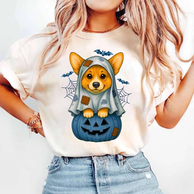 Corgis Halloween Shirt, Gruselige Hunde Halloween-Geist-Hundeshirt, Saison Hund Liebhaber Shirt Geschenke von ScruncStreet