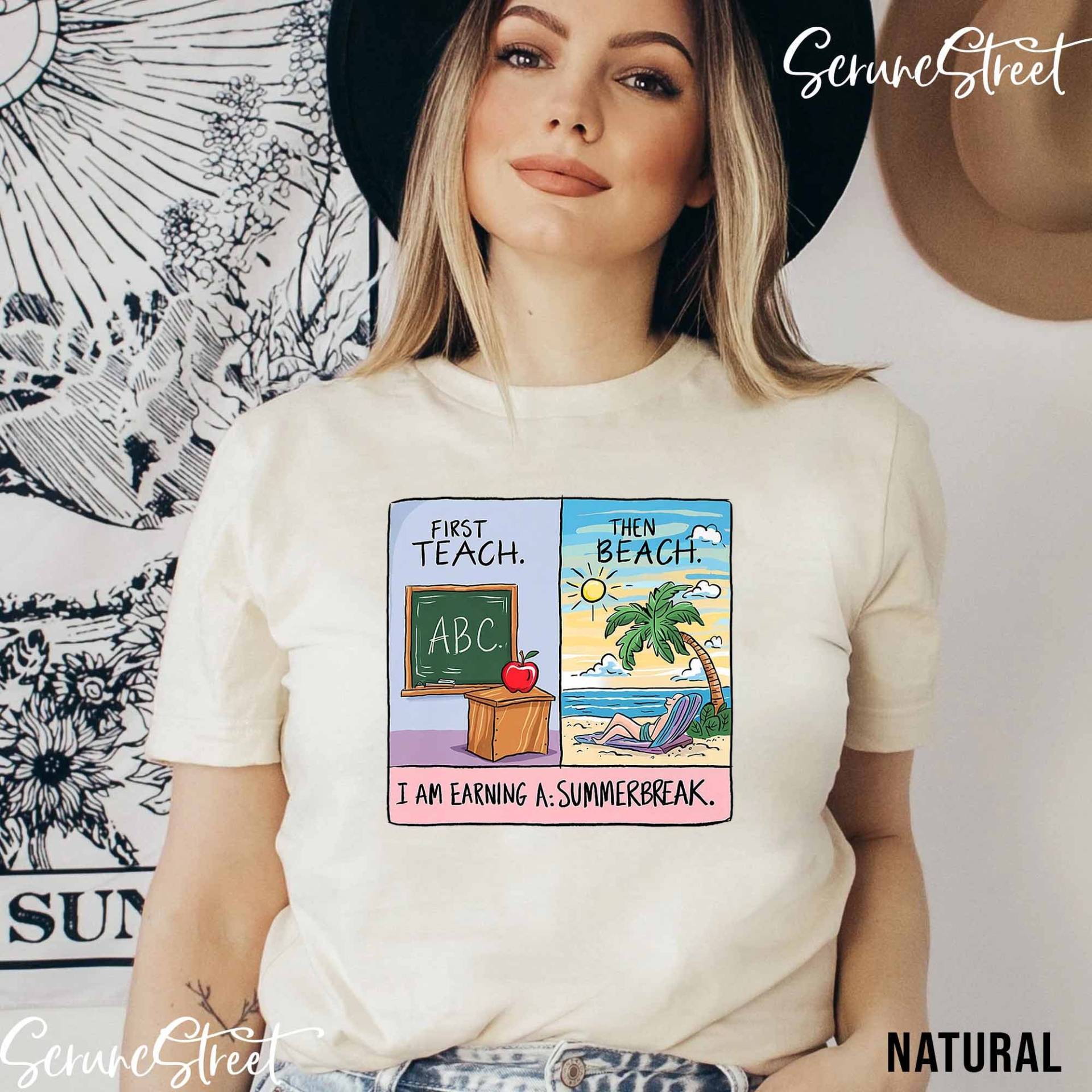 Erst Lehren, Dann Am Strand „I Am Earning A Summer Break"-Shirt, Lehrer-Sommerferien-Shirt, Lehrer-Off-Duty-Shirt, Lehrer-Anerkennungsgeschenke von ScruncStreet