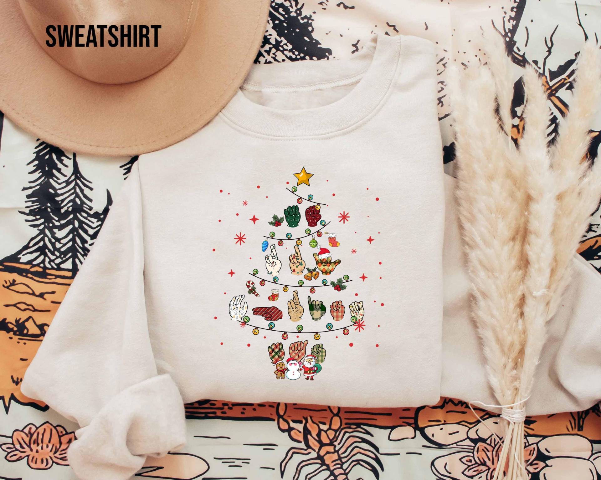 Handzeichen Sped Lehrer Weihnachtsbaum Sweatshirt, Weihnachten Spezielle Bildung Shirt, Gebärdensprache Weihnachtsgeschenke von ScruncStreet