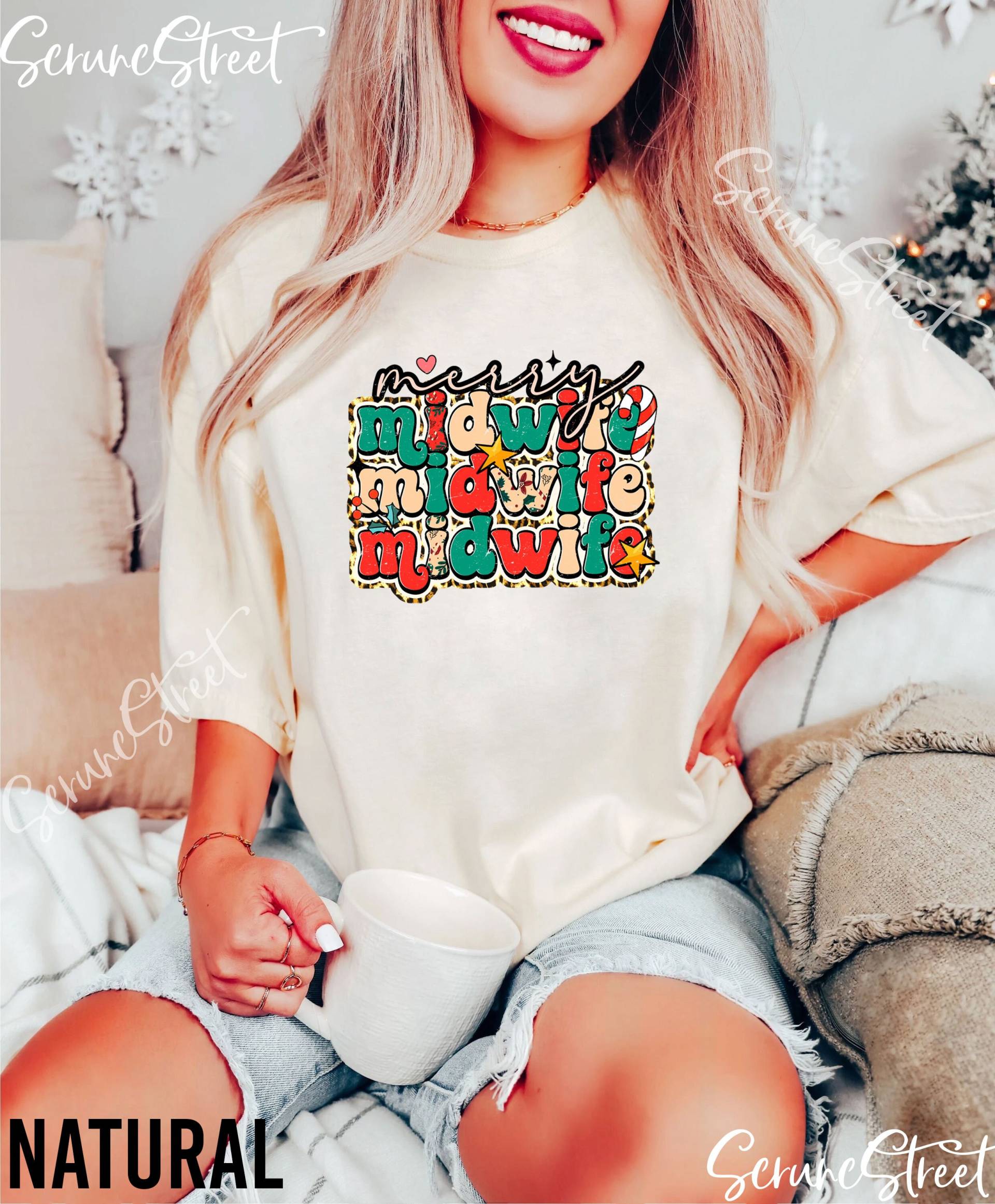 Hebamme Weihnachten Shirt - Sehr Fröhliche Lustiges Hebammen T-Shirt Weihnachtsgeschenk Süße Weihnachtsgeschenke Für von ScruncStreet