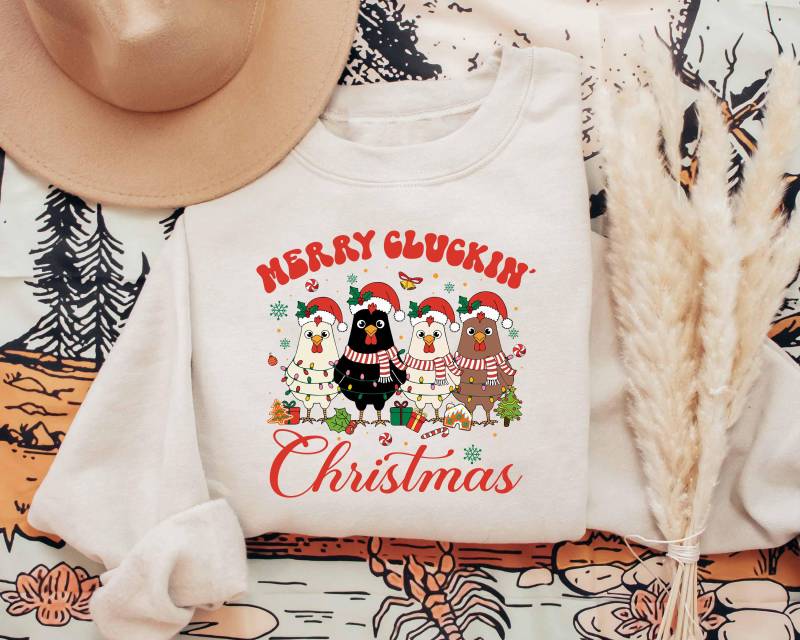 Huhn-Weihnachtshemd, Frohes Glucken-Weihnachtshemd, Chickmas-Hemd, Huhn-Liebhaber-Geschenk, Weihnachtstier-Hemd, Huhn-Weihnachtst-stück von ScruncStreet