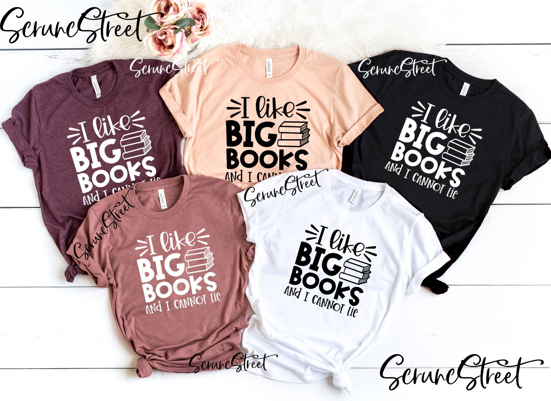 I Like Big Books & Cannot Lie Shirt, Lustiges Leseshirt, Buchliebhaber Geschenk Für Bücherwurm Bücherliebhaber von ScruncStreet