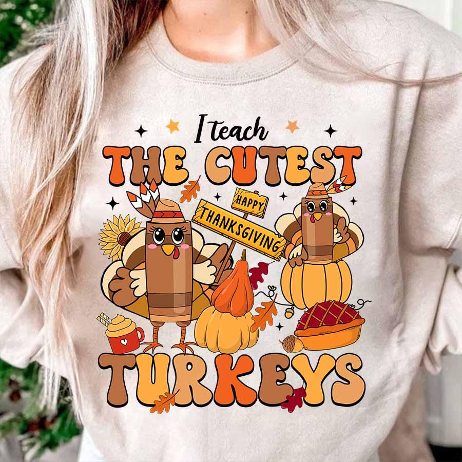 Ich Lehre Die Süßesten Truthähne Thanksgiving-Lehrer-Shirt, Dankbares Lehrer-Shirt, Türkei-Lehrer-Shirt, Herbst-Lehrer-Shirt, Herbst-Lehrer-T-Shirts von ScruncStreet